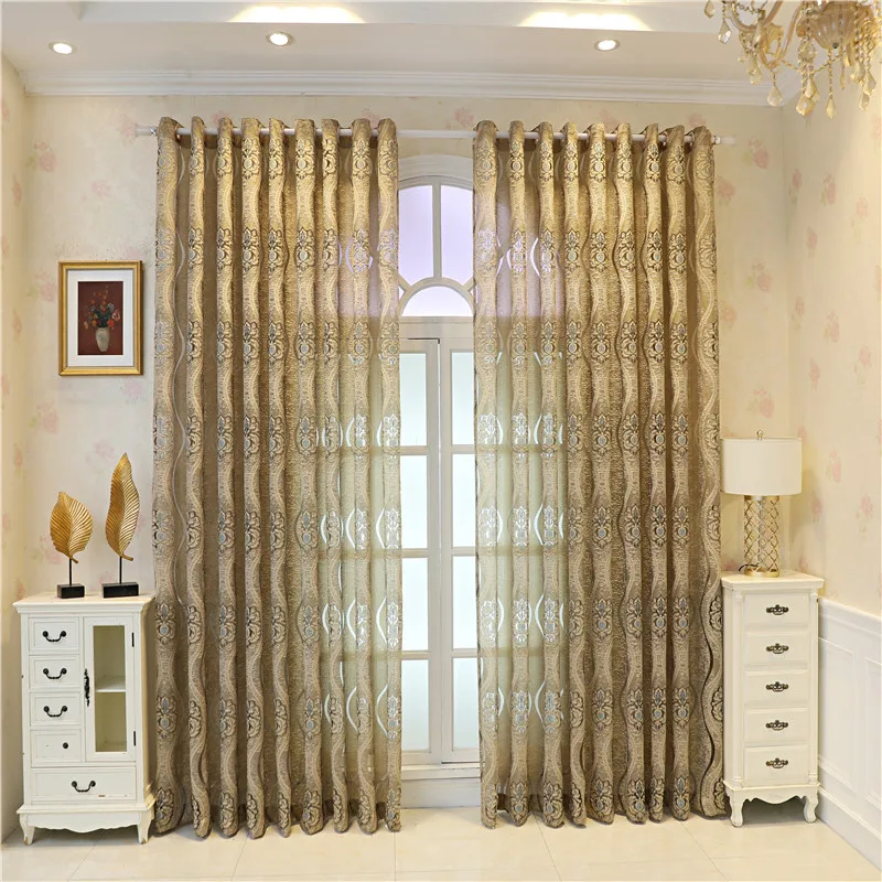 High-end вилла жаккардовая ткань тюль Шторы для Гостиная окна Экран выдолбленные
