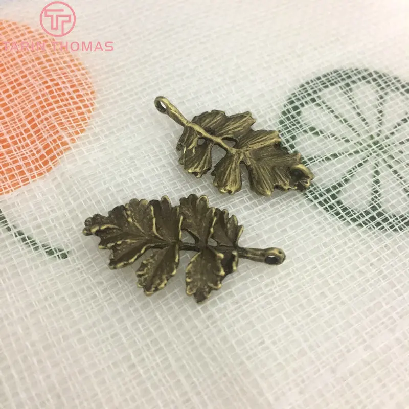 Подвески в виде листьев из цинкового сплава 31*18 мм 6 шт. подвески с отверстием для