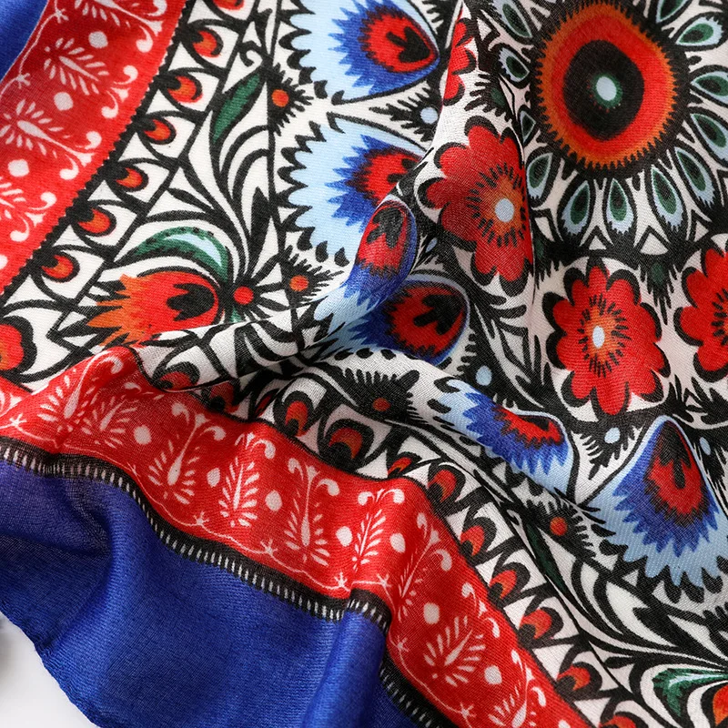 

scarf women Summer Sunscreen Sunshade Beach Towel Retro National Style Cotton Linen Fashion Lady chiffon hijab silk scarves