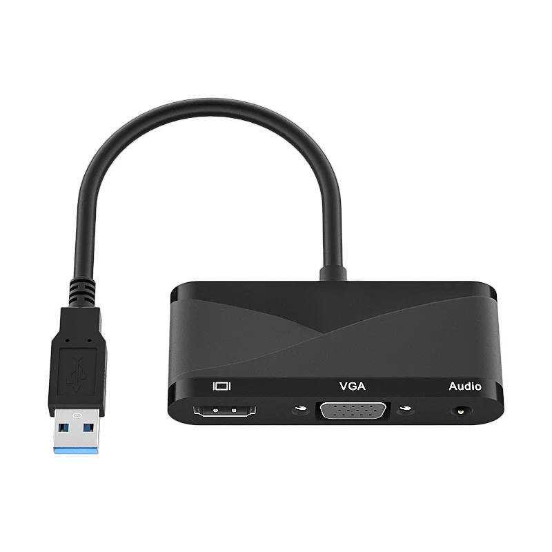 

Адаптер-концентратор 3-в-1, совместимый с HDMI, VGA, USB 3,0 на 1080P, HD