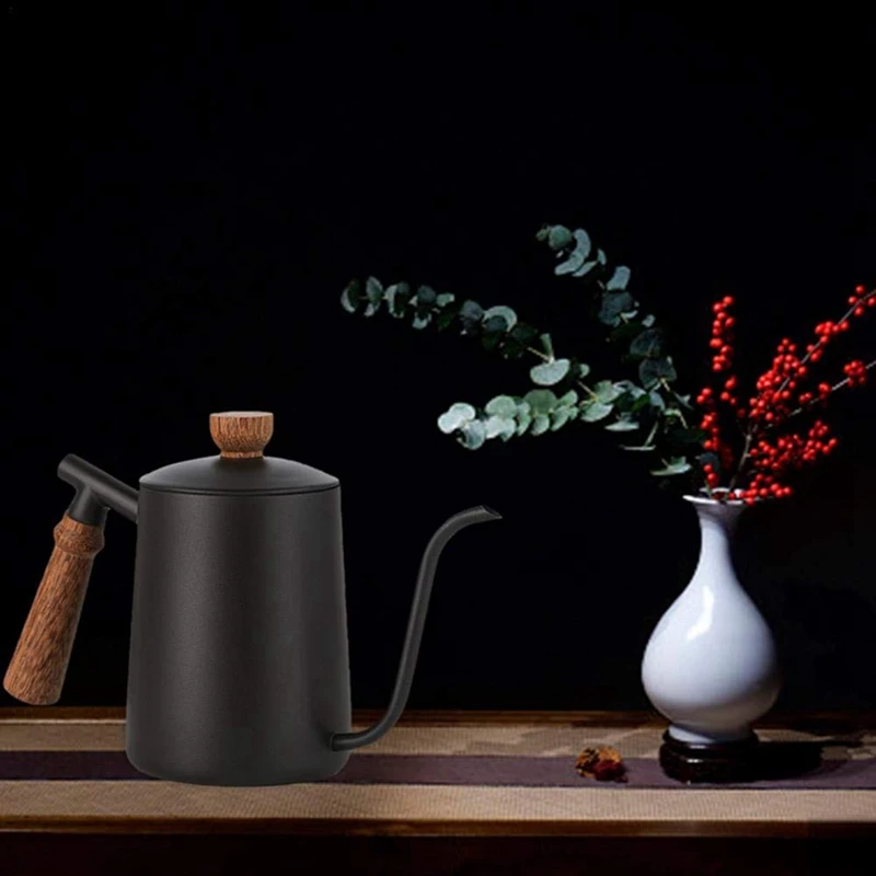 Нержавеющая сталь длинный узкий носик кофейник нержавеющая деревянный ручной