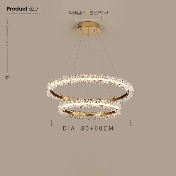 Dia80 Dia60cm gold Креативные Золотые круглые кольца, комбинированный светодиодный Кристалл, роскошные хрустальные люстры для гостиной, спальни, черная Подвесная лампа - Цвет абажура: Dia80 Dia60cm gold