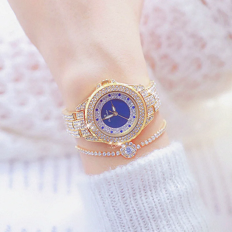 

BS 1623 Small Chain Women's New Korean Style Full Diamond Watches Luxury Fashion Waterproof Quartz Ladies Wristwatches