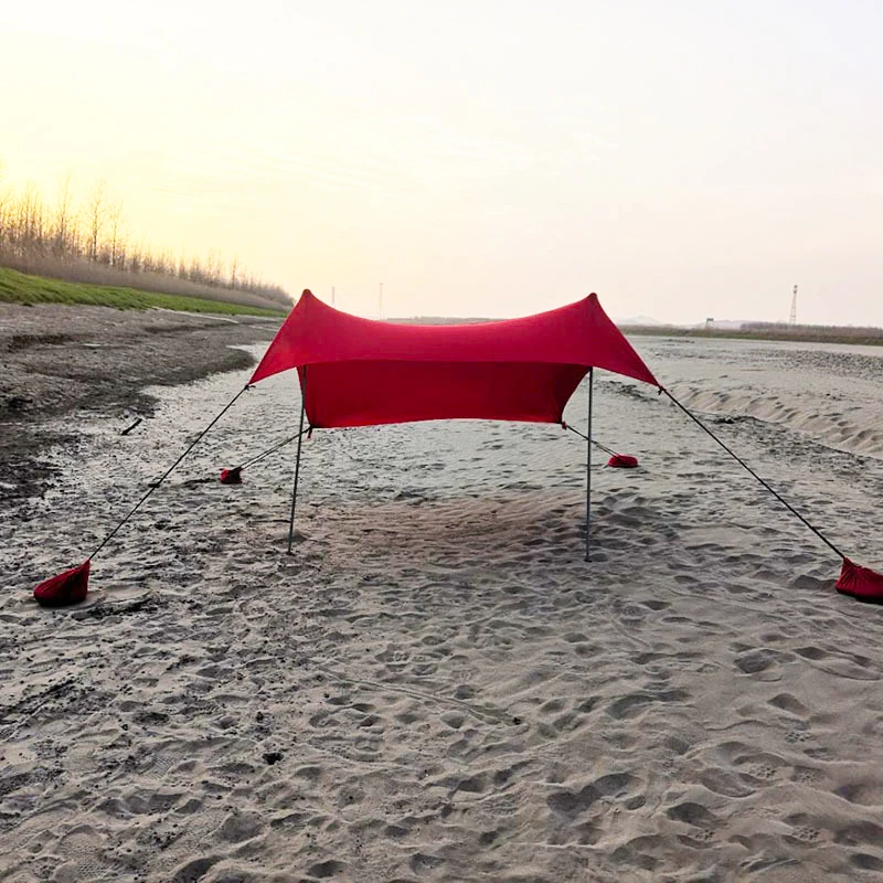 구매 캠핑 태양 그늘 텐트 Sandbag UV 라이크라 야외 낚시 피크닉에 대 한 대형 가족 캐노피 휴대용 비치 양산 천막 세트