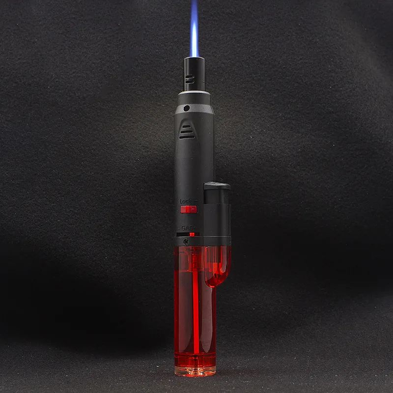 

CN(Origin) Kitchen Barbecue Ignition Torch Bar Transparent Inflatable Straight Lighter Lock Artillery Ball Cigar Lighter