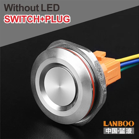Without LED Plug LANBOO 40 мм кнопочный переключатель вкл. Выкл. 1NO1NC SPST или 2NO2NC DPDT водонепроницаемый переключатель с разъемом провода - Цвет: Without LED Plug