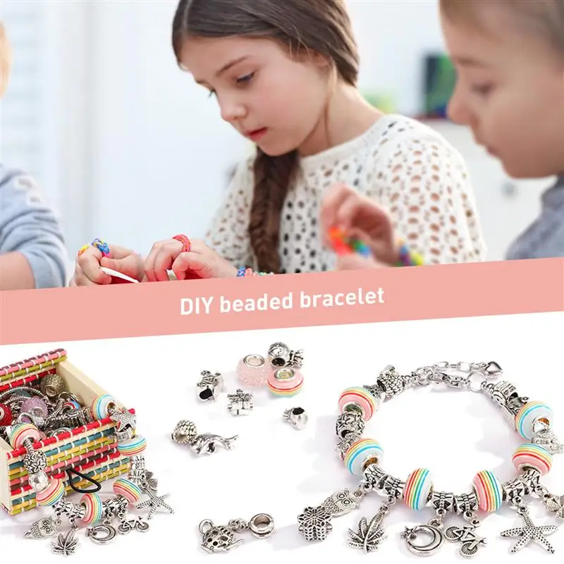

Jewellery Making Kits DIY Charm Bracelet Making Set Bracelets Necklace Beads Ornaments Favor Bracelet Craft Sets for Kids Girls
