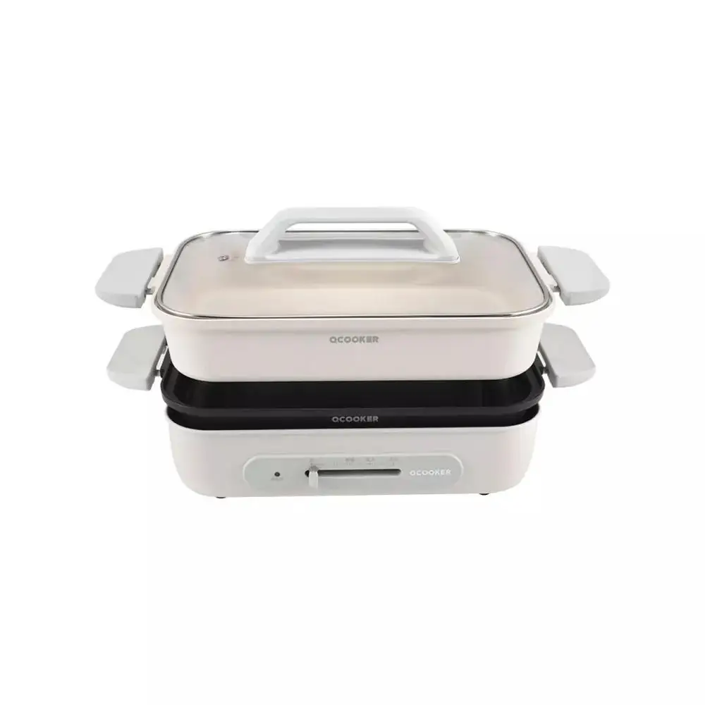 

Ocooker Roasting Pan 3L 220V-1300W Master Pot Fryer Pan Breakfast Non-Stick Grill Fry Oven Meal Skillet Kitchen for Smart Home