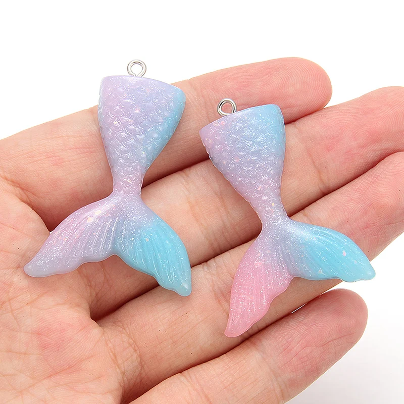 10 шт. Разноцветные Подвески из смолы с хвостом русалки ручной работы подвесные