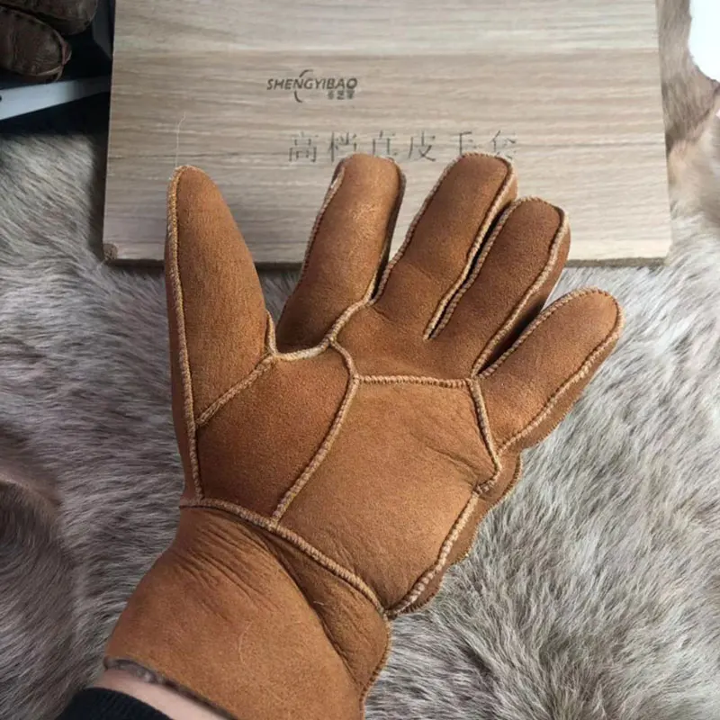 

Russian Fur Gloves Winter Warm Men's Suede Sheepskin Wool Gloves China Manufacturers Wholesale Custom
