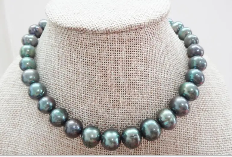 Огромное жемчужное ожерелье из серебра 925 пробы 18 дюймов 12-14 мм с натуральным