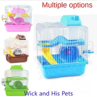 hamster cage with accessories 2 layer villa shaped iorn wire house feeder running wheel for guinea pig squirrel hedgehog habitat