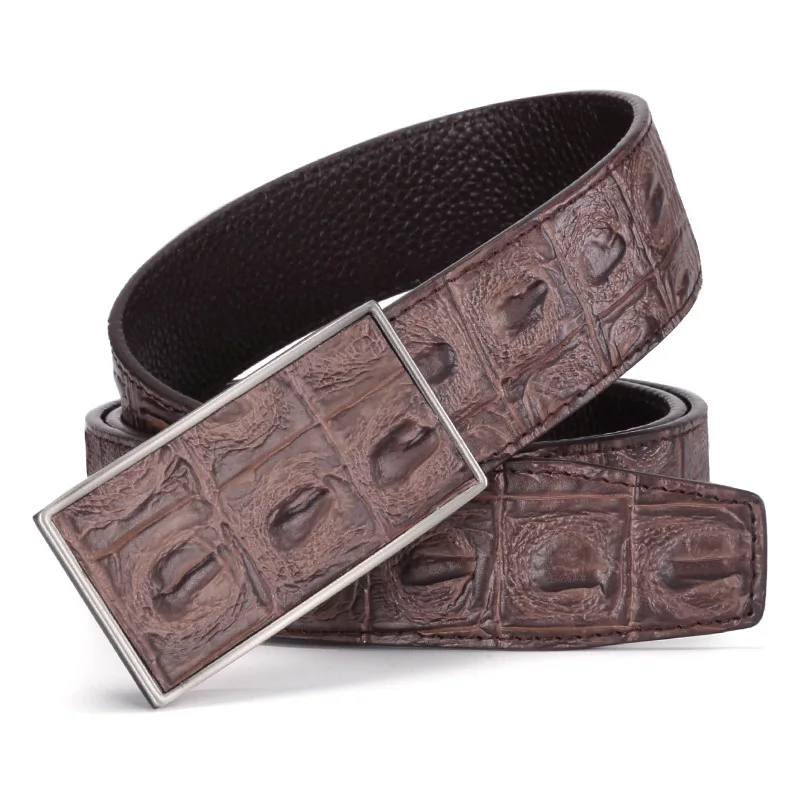 

Top quality brand men genuine leather crocodile texture belt