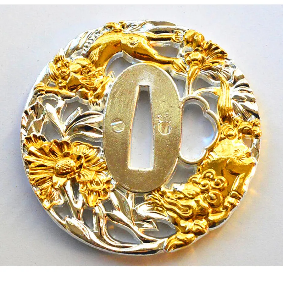 High Quality Alloy Tsuba Guard For Japanese Sword Samurai Katana W Flower Lion Beautiful | Swords