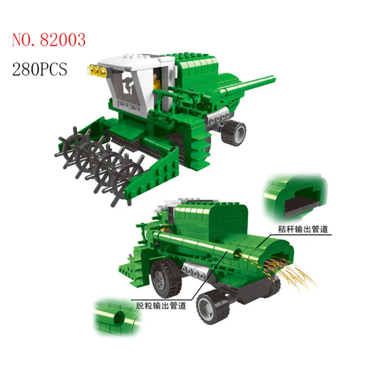 

82003 280PCS New Rice harvester Building Blocks high-tech farming machine Set Bricks Toys For boys Gift