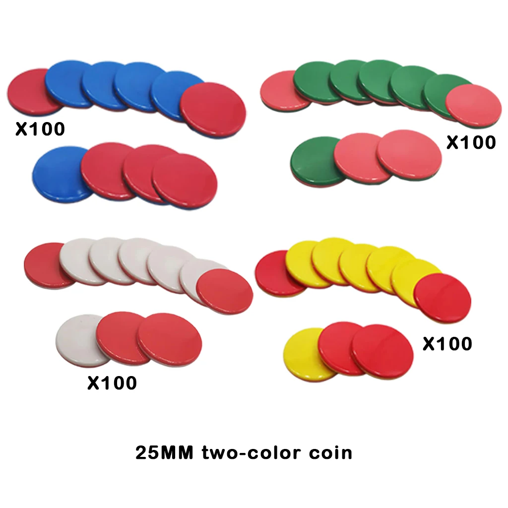 

100PCS 25mm Plastic Learning Counters Disks Chip Counting Discs Markers for Math Practice and Poker Chips Game Tokens
