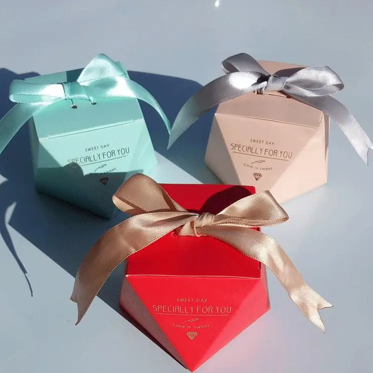 Red/Pink/Blue Diamond Shape Favor Boxes Candy Or Treat Cardboard For Wedding Parties | Дом и сад
