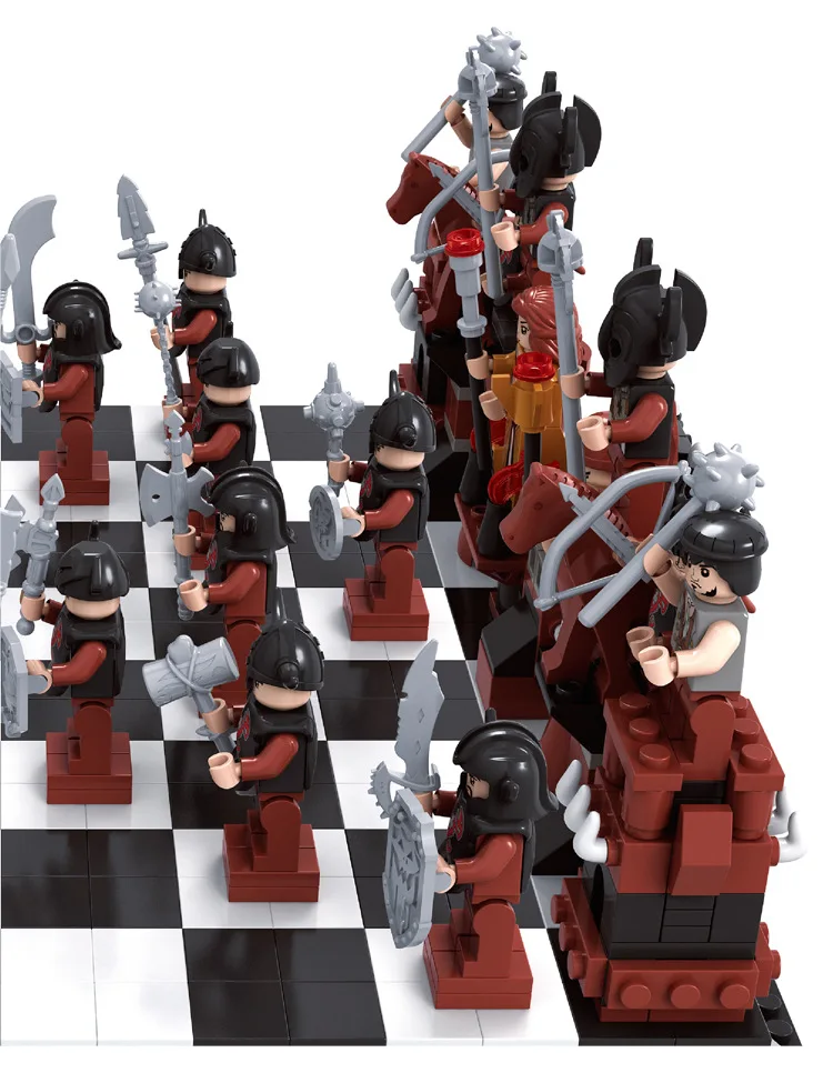 

ausini 27907 1142PCS Castle Series international chess Model Building Blocks Sets minis Kids Bricks Toys Bringuedos DIY ing