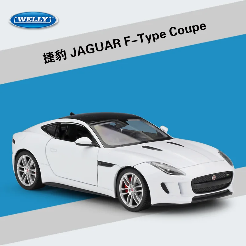 

1:24 JAGUAR F-Type Coupe автомобиль из сплава, Спортивная модель, черный литой подъемный хвост, супер-Гоночная искусственная кожа, подарок для детей