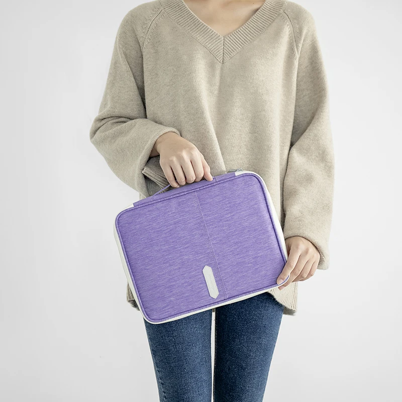 Multifunctional Portfolio Organizer Holder Travel Documents Bag Zippered Case for Notebook Documents and Pens