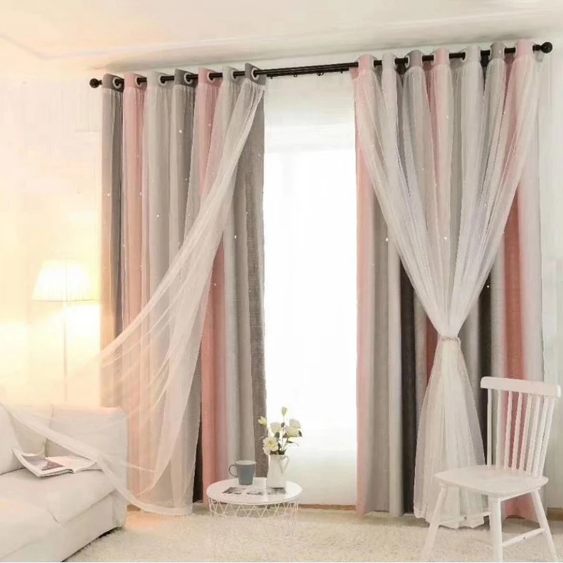 Выдолбленные звезды затенение окна затемненные занавески для гостиной