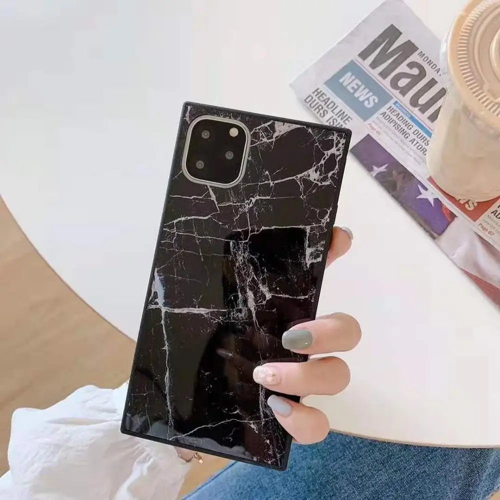 Квадратный мраморный чехол для iPhone 11 Pro Max XR XS X s ультра тонкий мягкий Силиконовый