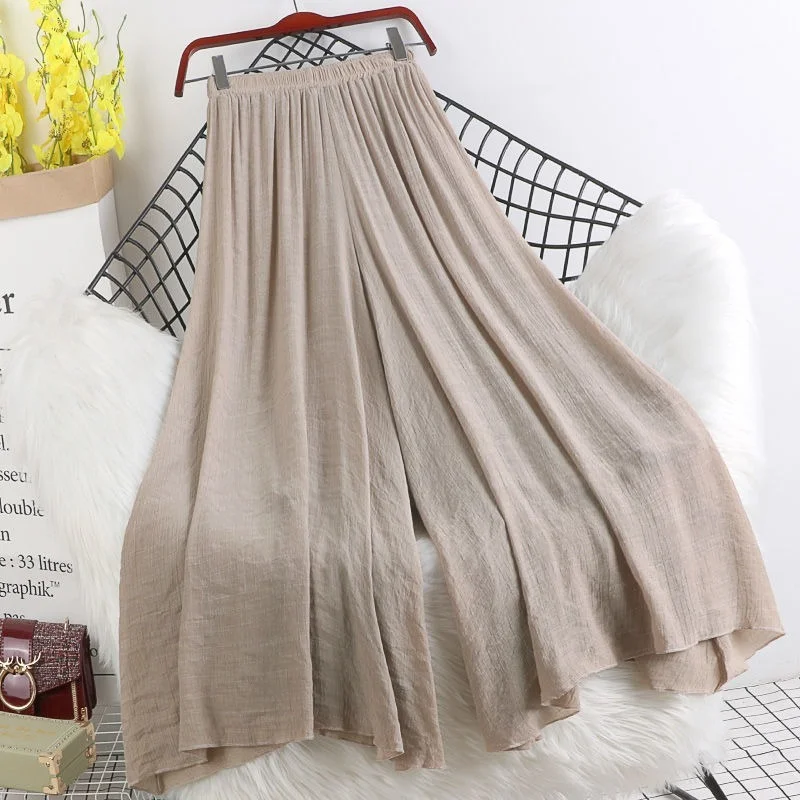 

Cotton Linen Pants for Women Trousers Loose Casual Solid Color Womens Wide Leg Pants Plus Size Capris Female Summer 2021 X163