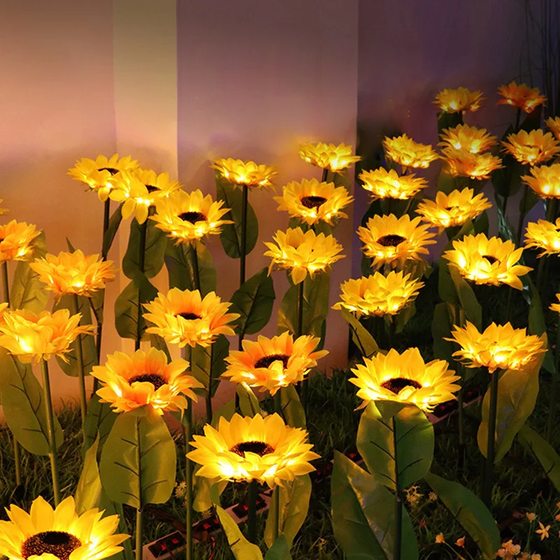 

LED Solar Garden Lights Sunflower Lawn Light Outdoor Landscap Lighting Waterproof Solar Light For Patio Path Garden Decoration