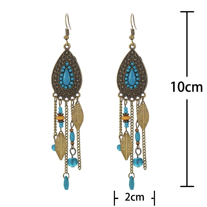 

Bohemian Long Tassel Hanging Earrings Dangle Red Blue Color Crystal Women Drop Earring 2021 Trendy Luxury Jewelry Gift Female