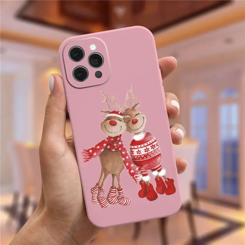 Christmas and New Year gift pink Phone Case For iPhone 14 Pro 13 11 Pro Max 12 mini XS Max XR 8 7 Plus fashion girl Cover Fundas