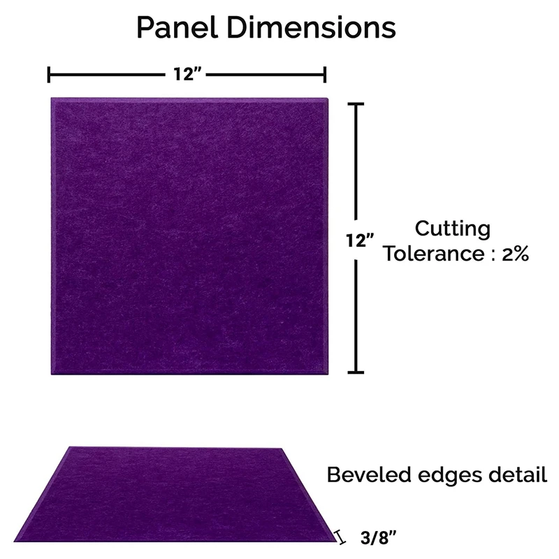 

12Pack Acoustic Panels 12X12X0.4inch Ambient Noise Dampening Recording Studios Sound Proof Used in Home & Offices