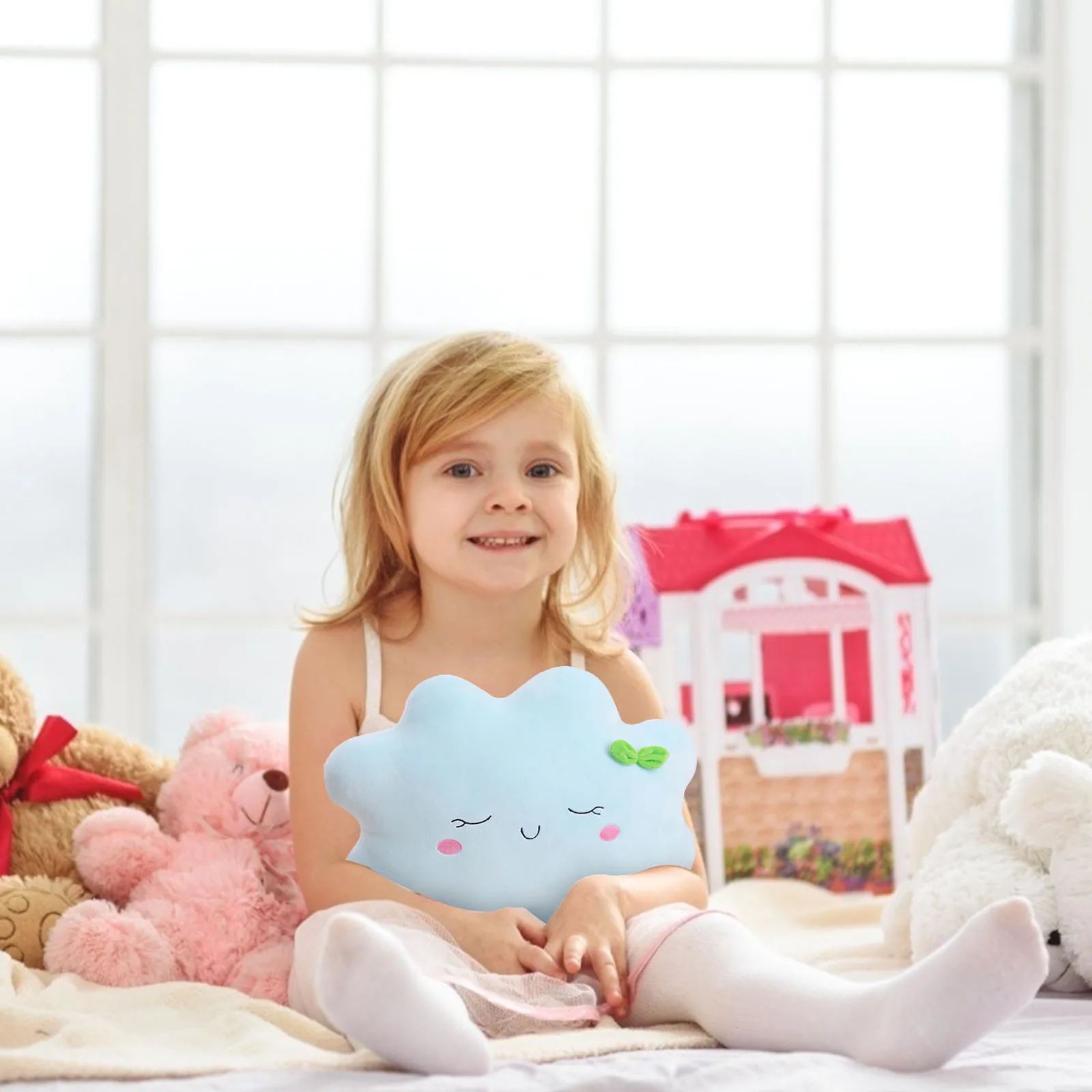 

3D Cute Bule Smiling Cloud Plush Pillow Creative Soft Xiaoyun Home Doll Cushion Birthday Gift For Girls