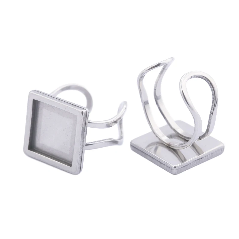 3 шт. кольцо кабошон базовая пустая Камея плоские настройки Нержавеющая сталь