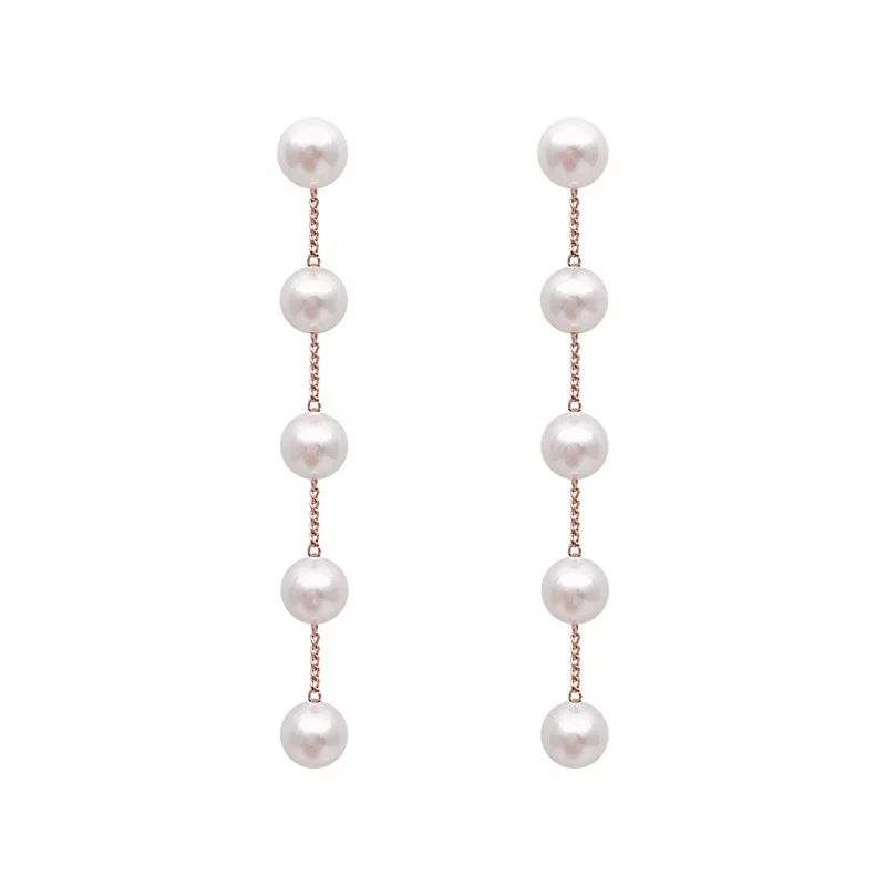 

New Ladies Long Crystal Tassel Gold Earrings Wedding Pearl Fashion Pendant Jewelry Gift