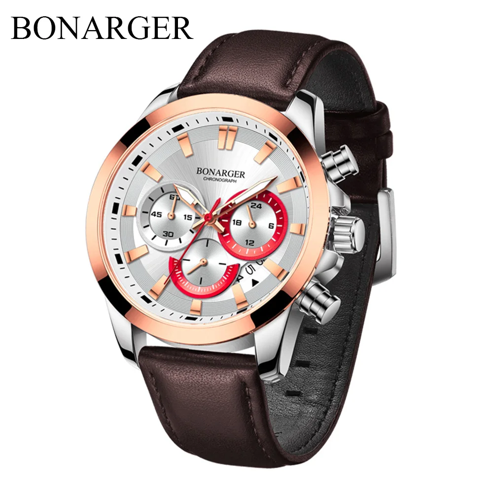 2021 Fashion Chronograph Clock Men Leather Watch Casual Sport Watches for Men Quartz Business Wristwatch Relogio Masculino