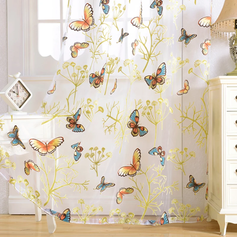 

MILING Printed Sheer Curtains for Living Room Bedroom Modern Tulle Voile Organza Curtains Fabric Drapes Home Decoration