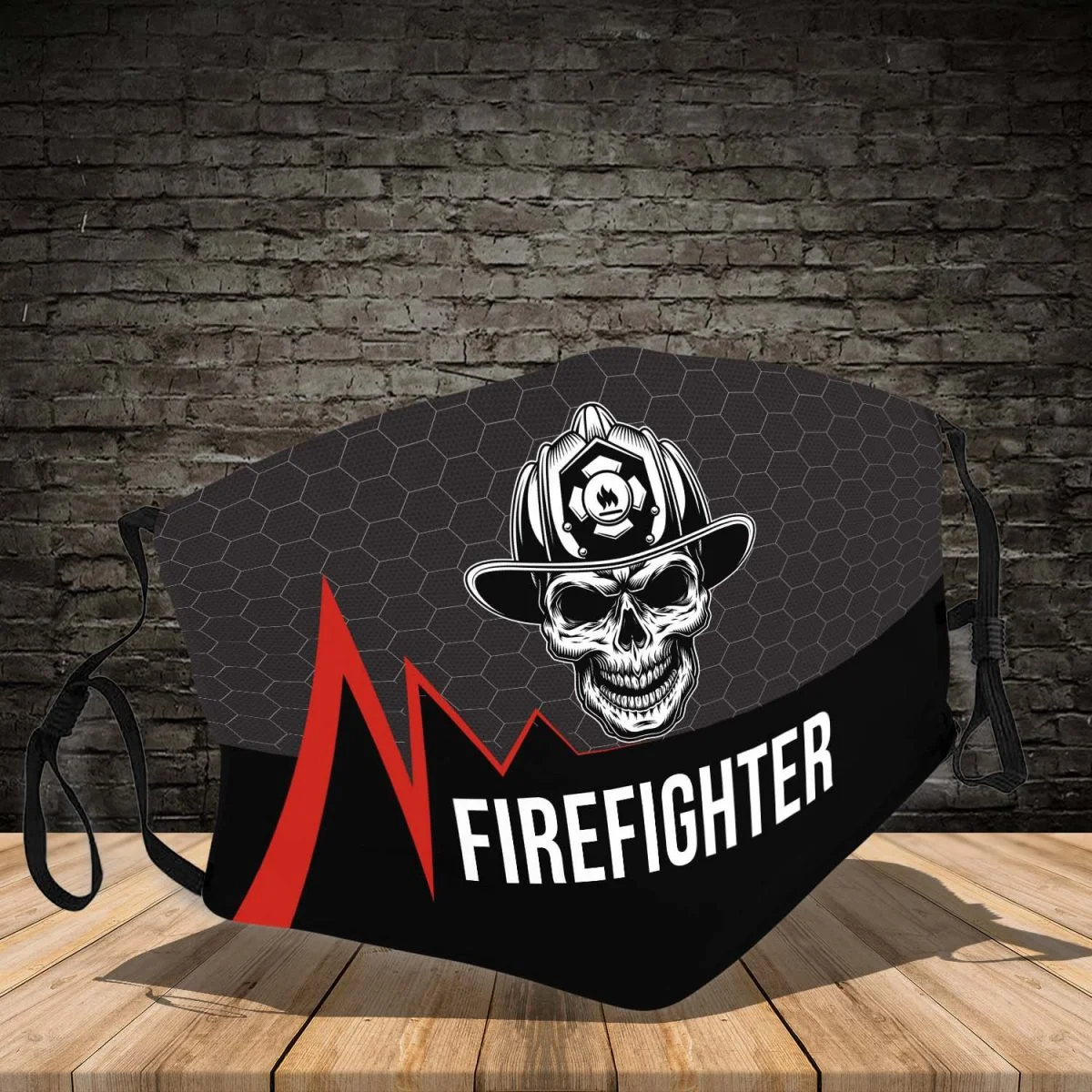 

Cool Design Skull Firefighter Printed Mouth Covering, Washable Reusable Fabric Face Mask with Filter