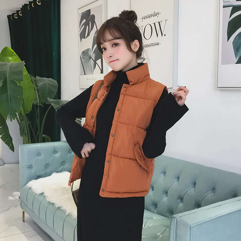 

2020 New Fashion Women Vest Coat Autumn Winter Warm Thick Short Waistcoat Female Parkas Cotton Sleeveless Jacket Vests Tops M333
