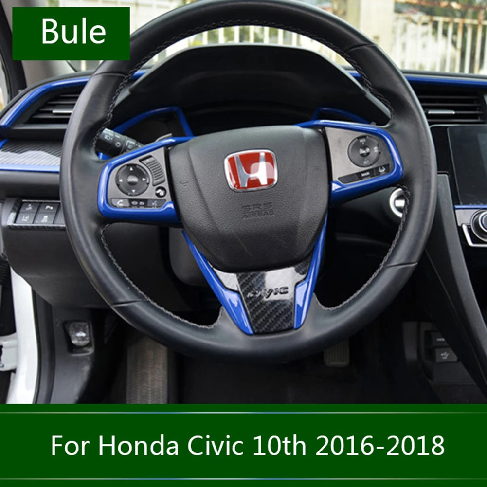 Украшение из углеродного волокна рулевого колеса автомобиля накладка рамка для Honda Civic 10th- Автомобильный руль рамка Крышка отделка