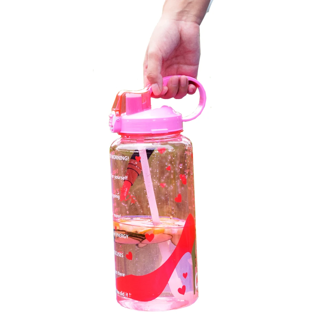 Ladies Pumps Bottle QuiFit 2L 3.8L галлон Тритан Спортивная бутылка для воды с соломинкой большой протеиновый шейкер для напитков бутылки Тыква чашка кувшин BPA бесплатно открытый тренажерный зал - Цвет: Ladies Pumps Bottle
