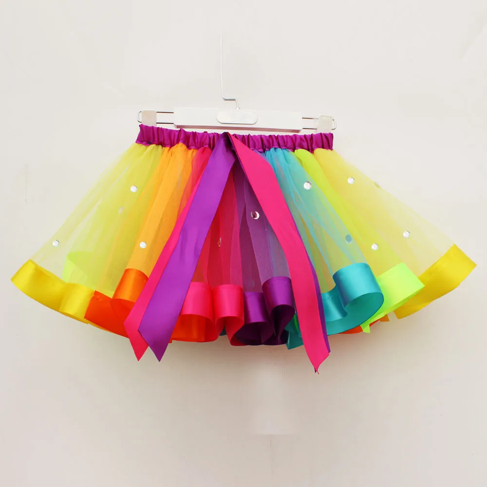 Радуга юбка пачка для девочек детские фатиновые вечерние балетом и танцами Милый
