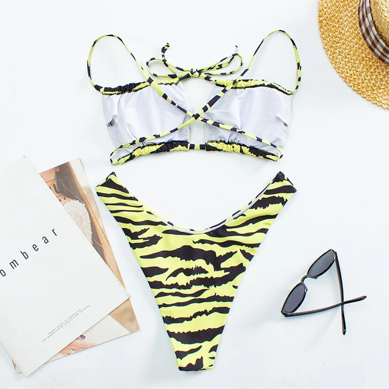 Купальник-бикини женский из двух предметов с принтом тигра