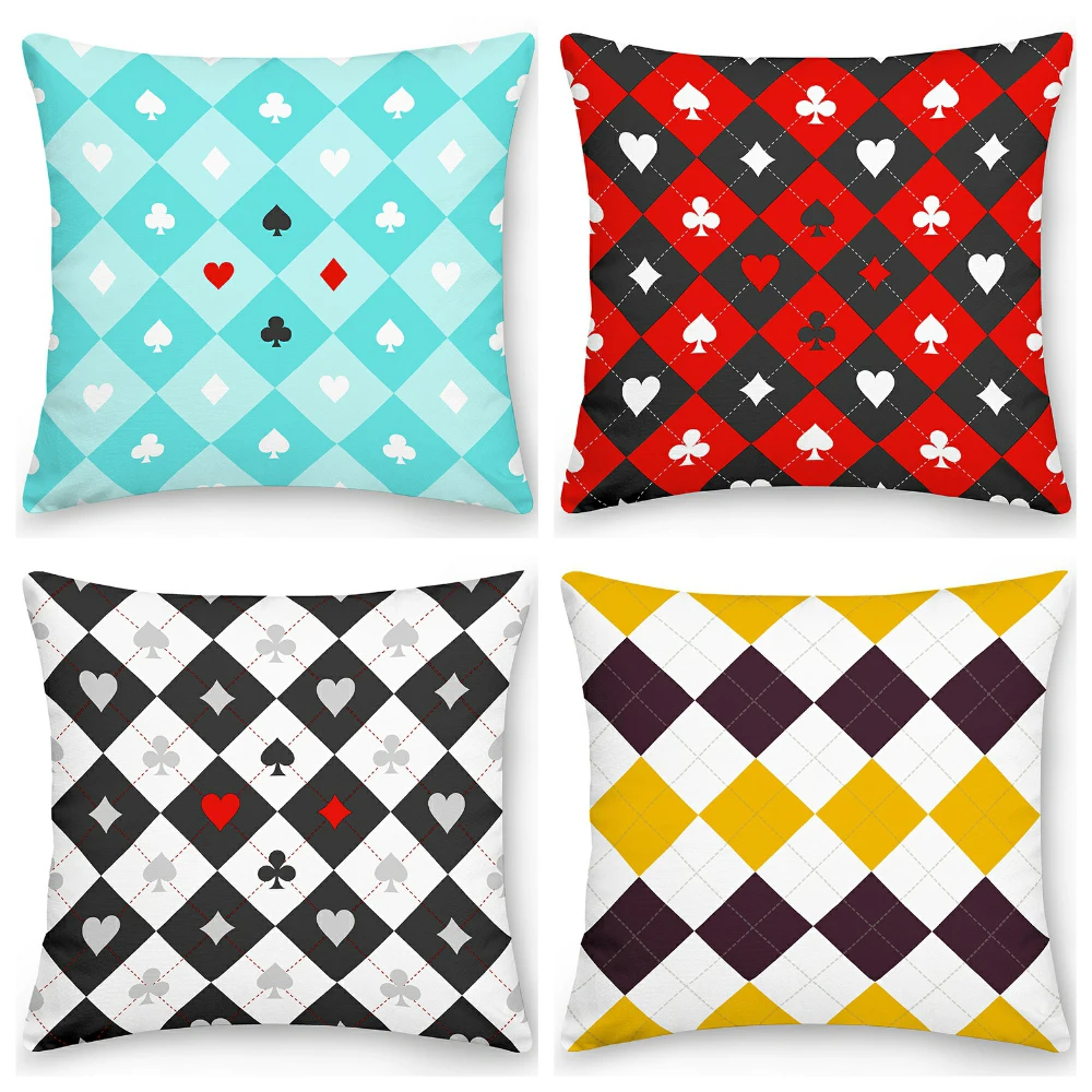 

Poker Square Pillowcase Decorative Sofa Cushion Case Bed Pillow Cover Home Decor Car Cushion Cover Polyester Pillow Case 45*45cm