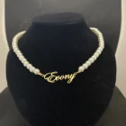 Жемчужное ожерелье с именем на заказ, жемчужное ожерелье, чокер с кулоном из нержавеющей стали на заказ, женские жемчужные ожерелья, ювелирные изделия, подарки