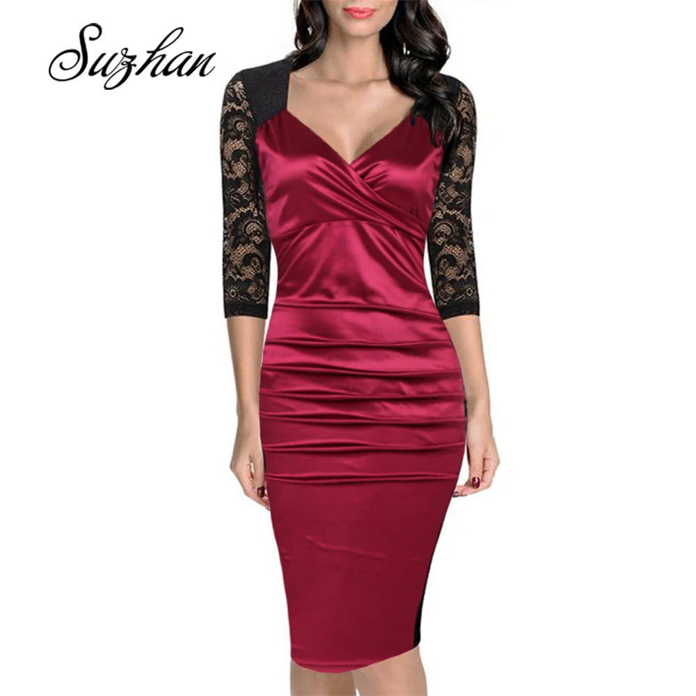 Женское винтажное кружевное платье карандаш с цветочным принтом вечернее