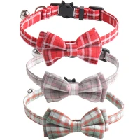 classic plaid cat collars safety breakaway with cute detachable bowktie charm pet adjustable kitten collars for pets cats kitty