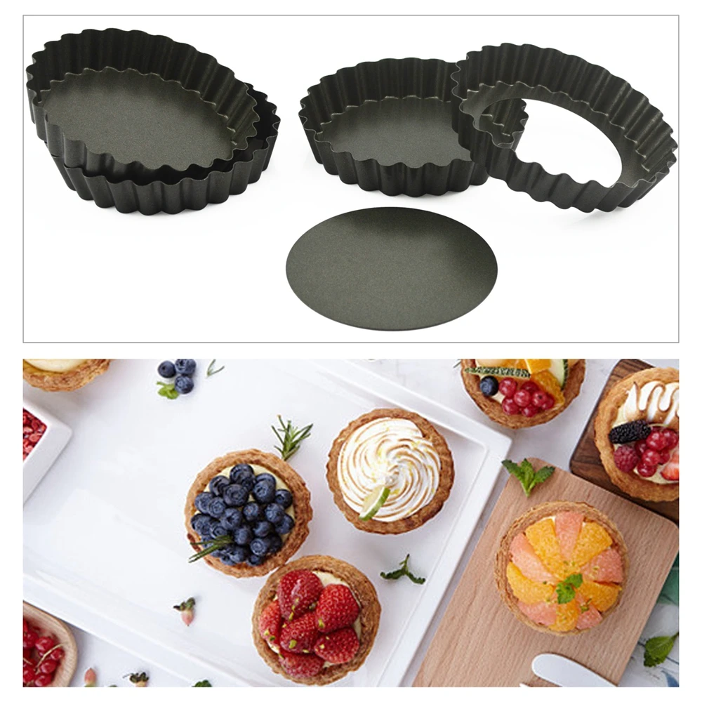 

EHZ Bakeware Set Carbon Steel baking pan Thickening Removable Bottom Egg Tart Various Shape Mould Black Non-stick Baking Tool