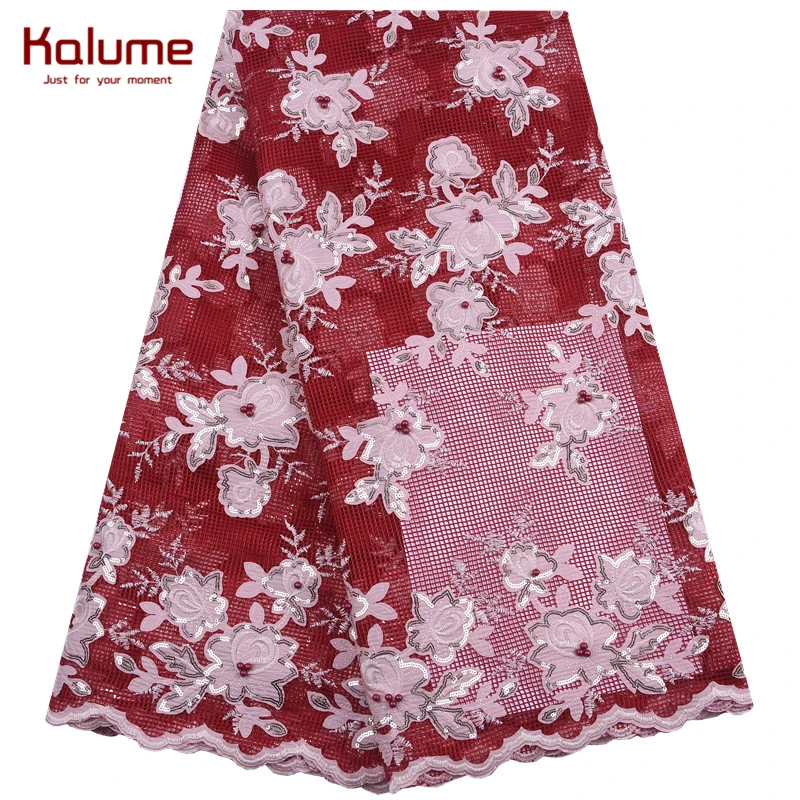 Kalume Latest African Sequins Lace Fabric Pure White French Mesh Fashion Nigerian Tulle For Wedding Dress F1903 | Дом и сад
