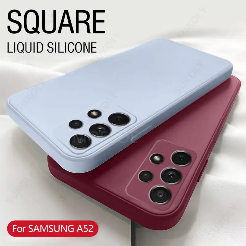 

Original Square Liquid Silicone Case For Samsung A51 A71 4G A52 A72 A42 5G A32 4G Lens Protective Cover Samsung A30 A50 A70 A21S