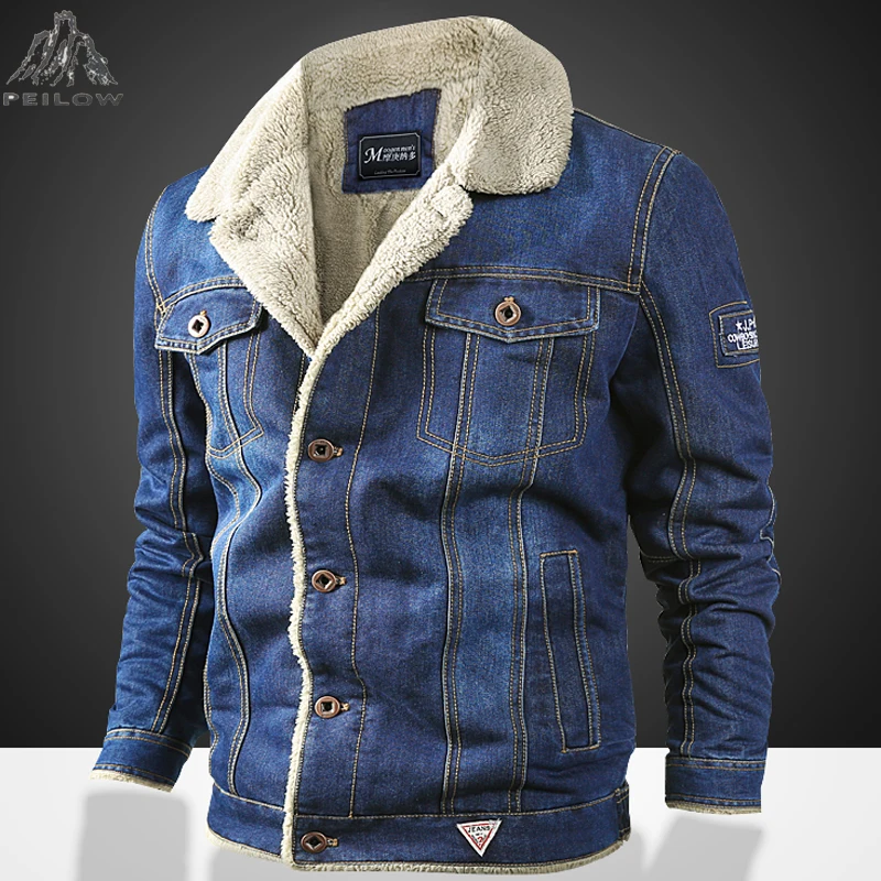 Модная мужская джинсовая куртка размера плюс L-6XL, Зимняя шерстяная подкладка, теплые мужские куртки, Брендовая верхняя одежда, джинсовые пальто, мужская Ковбойская одежда